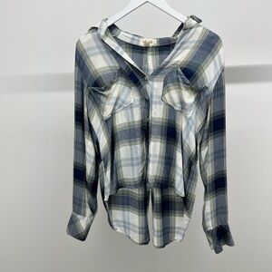 Bella Dahl Blue and White Plaid Button Down Shirt
